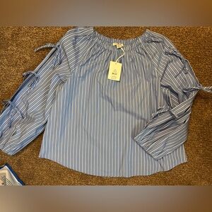 Free Assembly Blue Striped Women's Top
